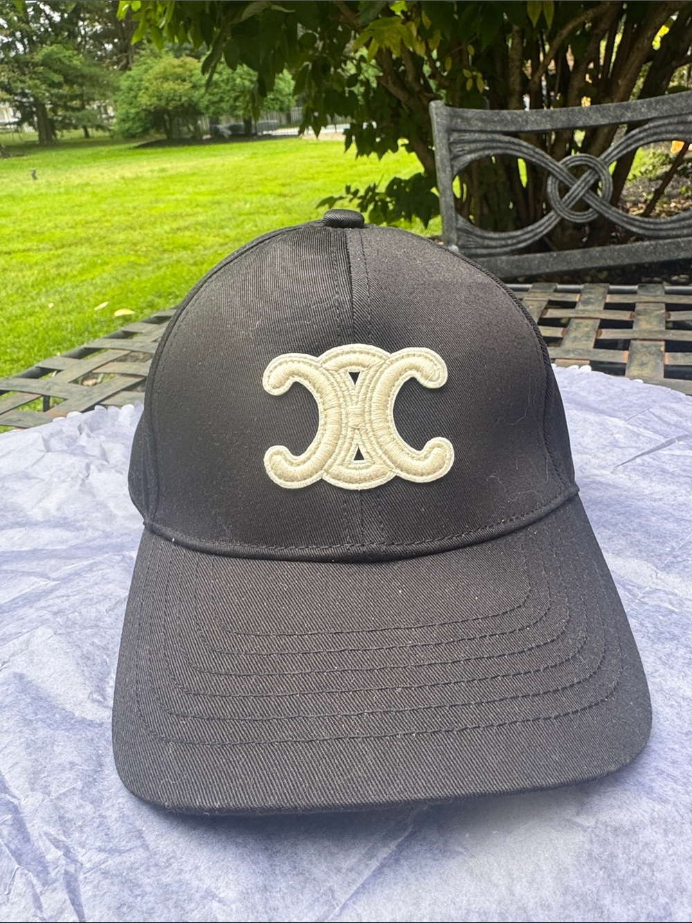 Baseball cap Black Baseball Cap with Cream Patch